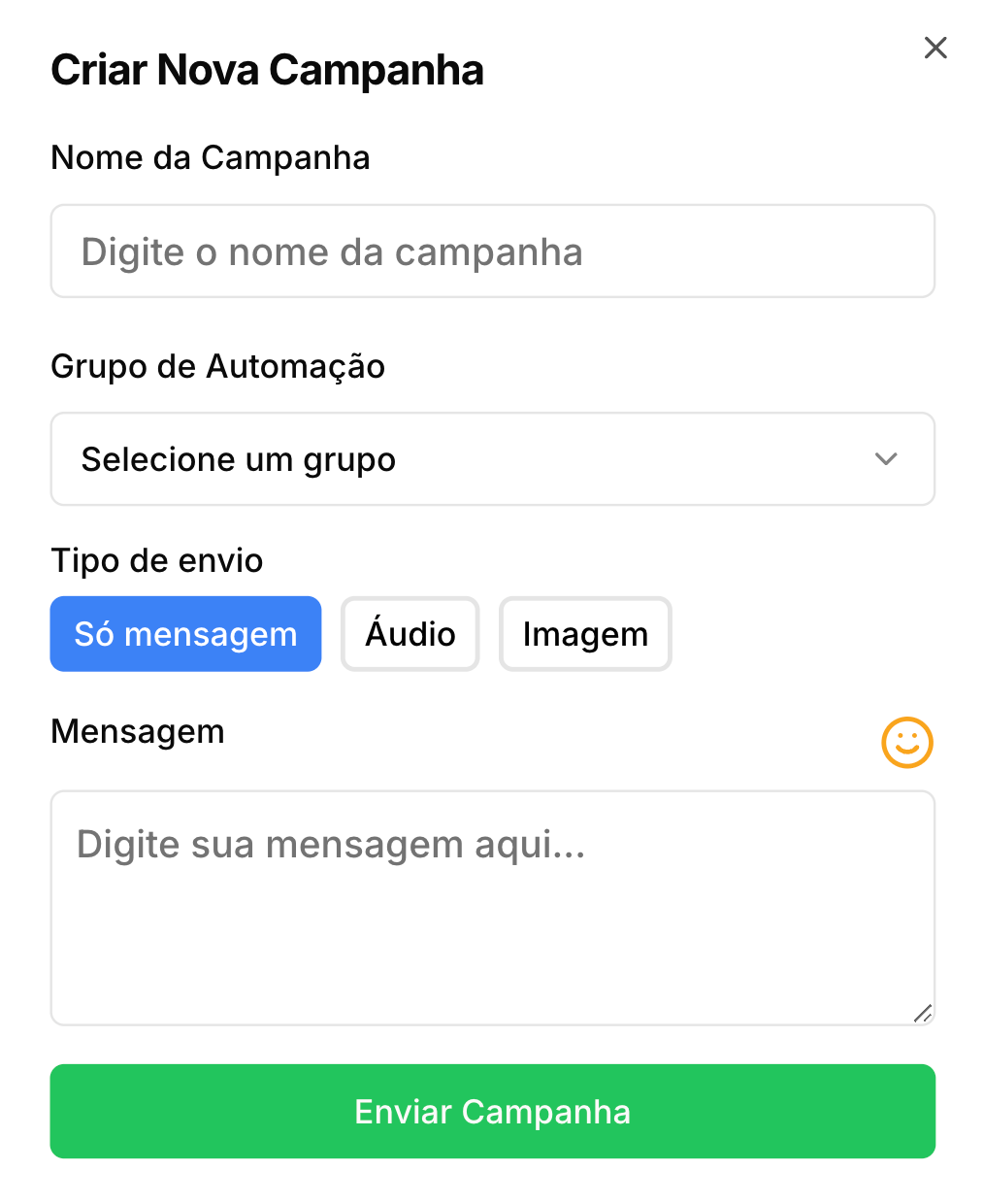 Exemplo modal nova campanha